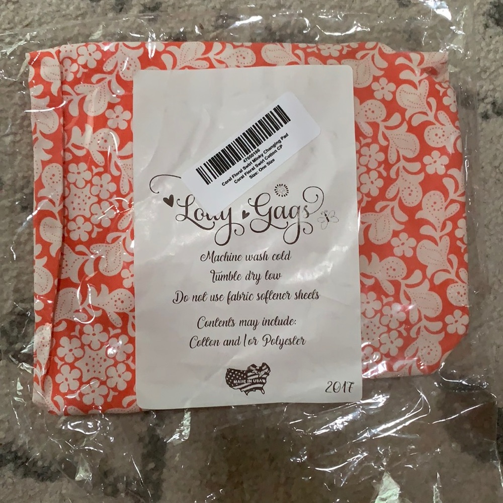 Coral floral pattern Changing pad cover NWT